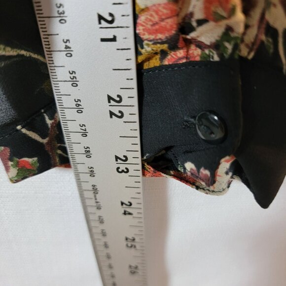 Style & Co Womens Tunic Top Sz 2X Button Up Pin Tuck Bodice Black & Peach Floral - Picture 5 of 12